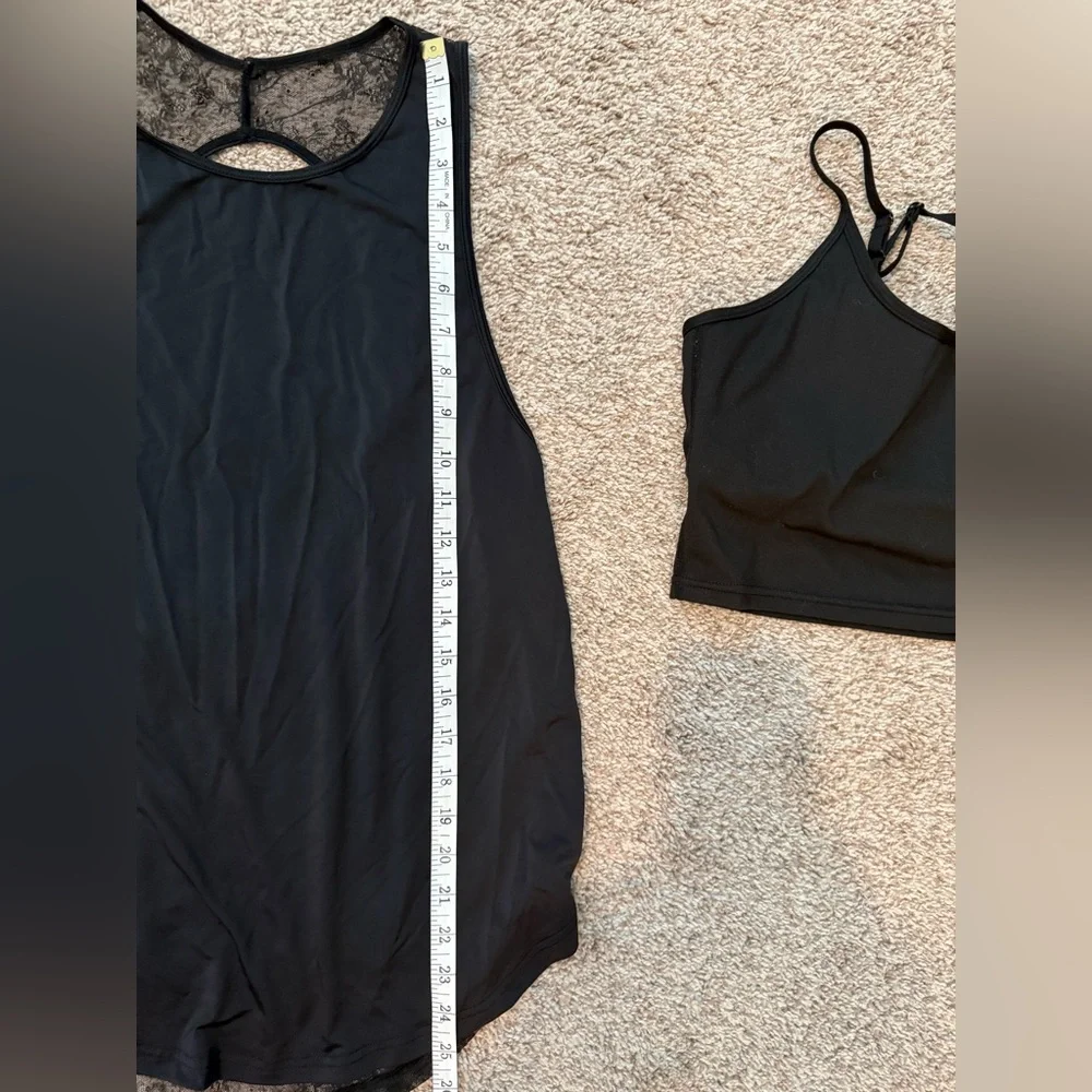 Mono B Black Lace-Trim Athletic Tank & sports Bra - Picture 8 of 13